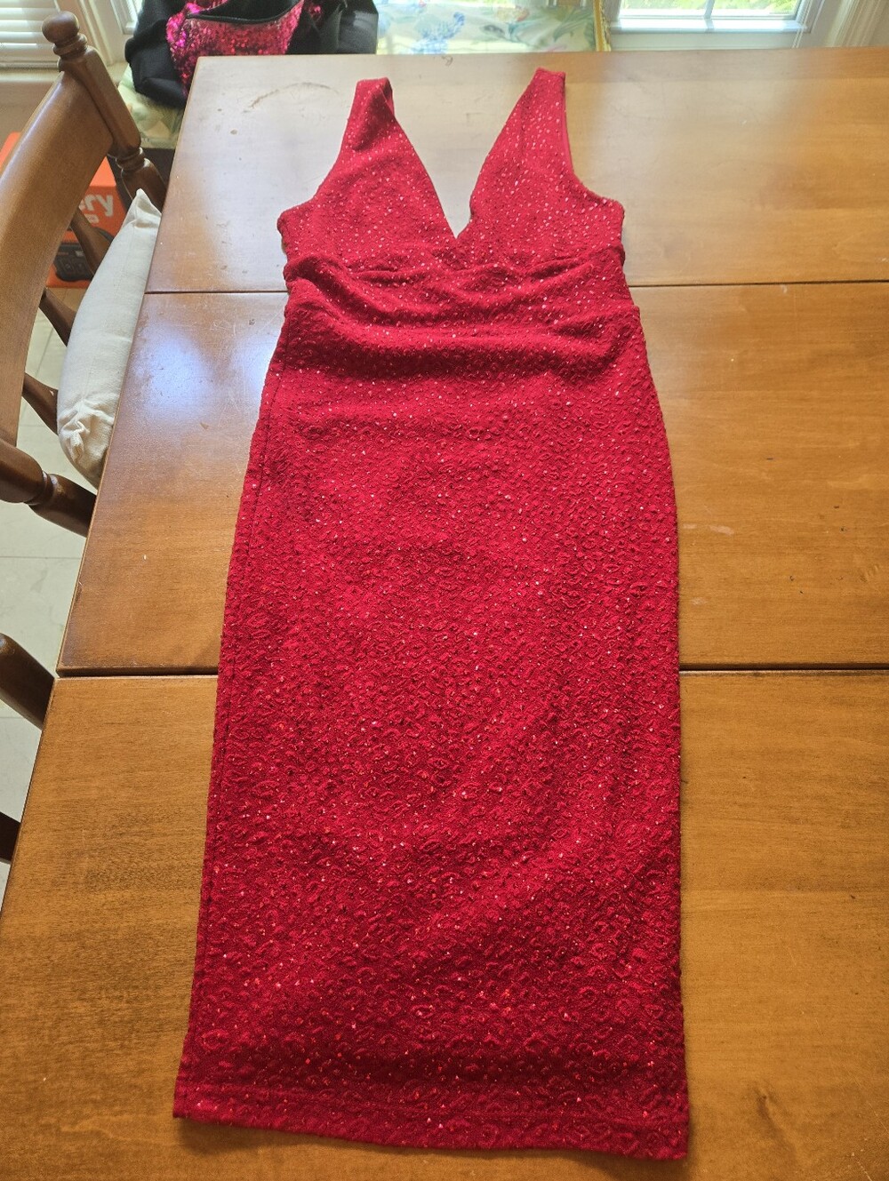G by Guess Red Sequin Midi Dress